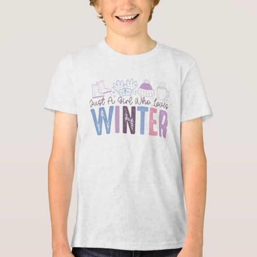 Gewoon een meisje dat houdt van winter Schattigee Tri-Blend Shirt (Voorkant)