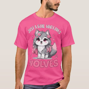 Gewoon een meisje dat houdt van wolven Schattige g T-shirt