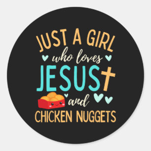 Gewoon Een Meisje Dat Jezus En Nuggets Christelijk Ronde Sticker
