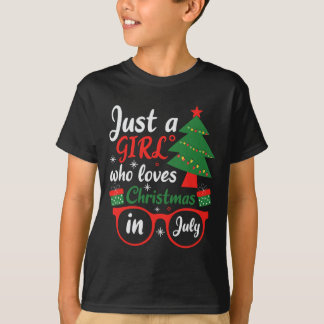 Gewoon een meisje dat kerst in juli leuk vindt t-shirt