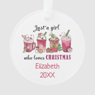 Gewoon een meisje dat kerst koffie leuk vindt tren ornament