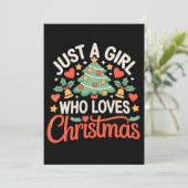 Gewoon Een Meisje Dat Kerstboom Hartjes Kerstmis L Kaart (Staand voorkant)