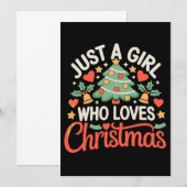 Gewoon Een Meisje Dat Kerstboom Hartjes Kerstmis L Kaart (Voorkant / Achterkant)
