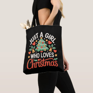 Gewoon Een Meisje Dat Kerstboom Hartjes Kerstmis L Tote Bag