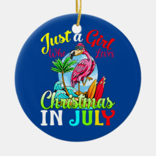 Gewoon Een Meisje Dat Kerstmis In Juli Flamingo Li Keramisch Ornament