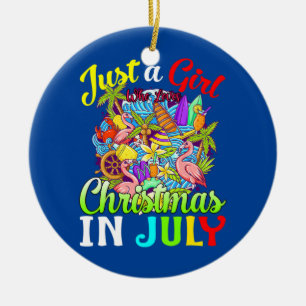 Gewoon Een Meisje Dat Kerstmis In Juli Flamingo Li Keramisch Ornament