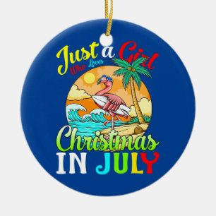 Gewoon Een Meisje Dat Kerstmis In Juli Flamingo Li Keramisch Ornament