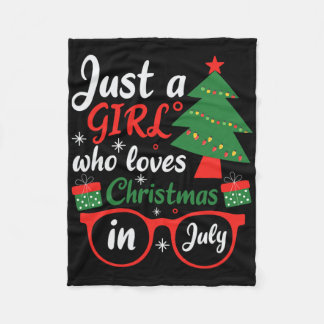 Gewoon een meisje dat Kerstmis in juli leuk vindt Fleece Deken