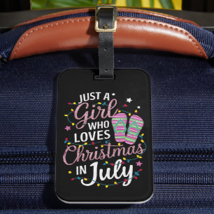 Gewoon Een Meisje Dat Kerstmis in Juli Zomer Liefh Bagagelabel