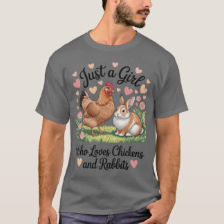 Gewoon een meisje dat kippen konijnen boerderij bo t-shirt