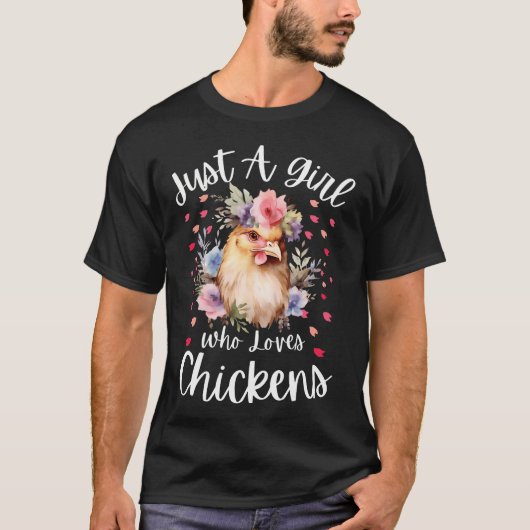 Gewoon Een Meisje Dat Kippen T-Shirt Liefheeft Cut (Voorkant)