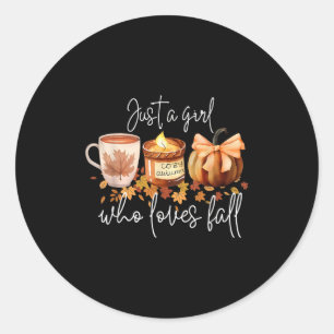 Gewoon Een Meisje Dat Liefheeft Met Herfst Pompoen Ronde Sticker
