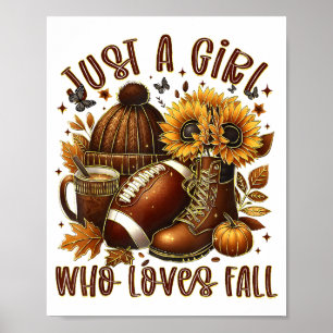 Gewoon Een Meisje Dat Liefheeft Met Herfst Voetbal Poster