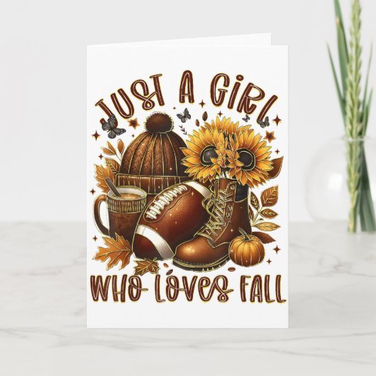 Gewoon Een Meisje Dat Liefheeft Voor Herfst Voetba Kaart (Voorkant)