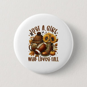 Gewoon Een Meisje Dat Liefheeft Voor Herfst Voetba Ronde Button 5,7 Cm