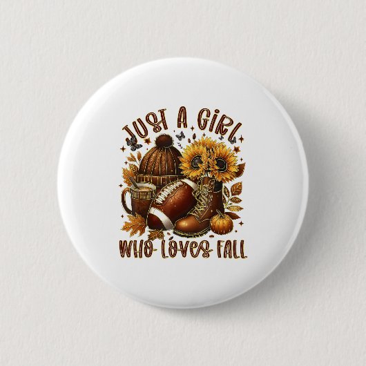Gewoon Een Meisje Dat Liefheeft Voor Herfst Voetba Ronde Button 5,7 Cm (Voorkant)