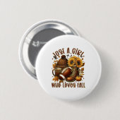 Gewoon Een Meisje Dat Liefheeft Voor Herfst Voetba Ronde Button 5,7 Cm (Voorkant /achterkant)