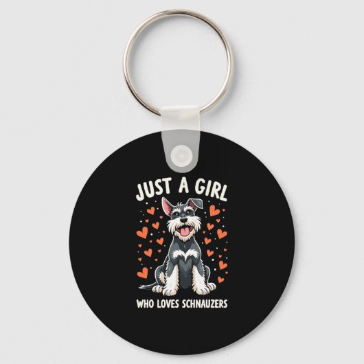 Gewoon een meisje dat Miniature Schnauzers liefhee Sleutelhanger (Voorkant)