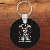 Gewoon een meisje dat Miniature Schnauzers liefhee Sleutelhanger (Voorkant)
