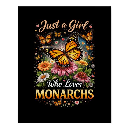 Gewoon een meisje dat monarchvlinders leuk vindt perfect poster (Voorkant)