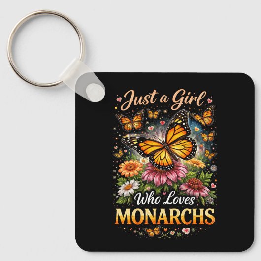 Gewoon een meisje dat monarchvlinders leuk vindt sleutelhanger (Voorkant)