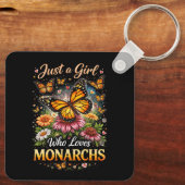 Gewoon een meisje dat monarchvlinders leuk vindt sleutelhanger (Achterkant)