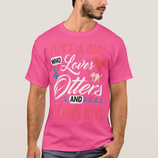 Gewoon Een Meisje Dat Otter En Bowling Grappig Bow T-shirt (Voorkant)