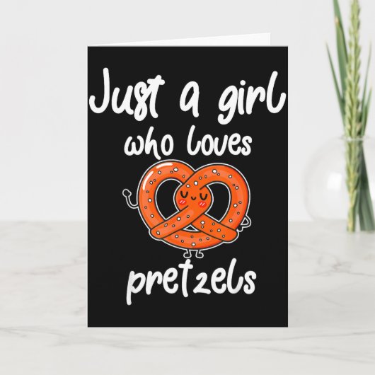 Gewoon een meisje dat pretzels leuk vindt, leuke p kaart (Voorkant)