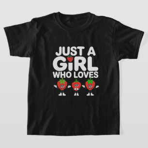 Gewoon een meisje dat van aardbeien houdt, fruitli t-shirt