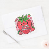 "Gewoon een meisje dat van aardbeien houdt" Vierkante Sticker (Envelop)
