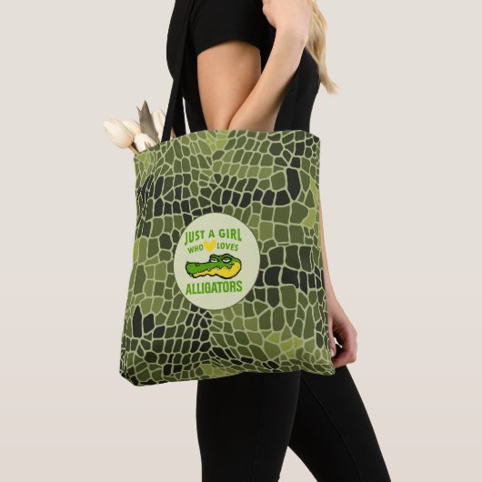 Gewoon een meisje dat van Alligator Print houdt Tote Bag (Dichtbij)