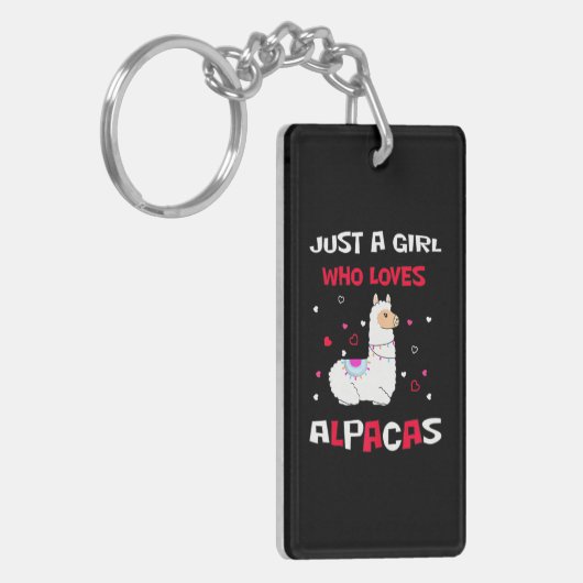 Gewoon een meisje dat van Alpacas Alpaca houdt Sleutelhanger (Voorkant Links)