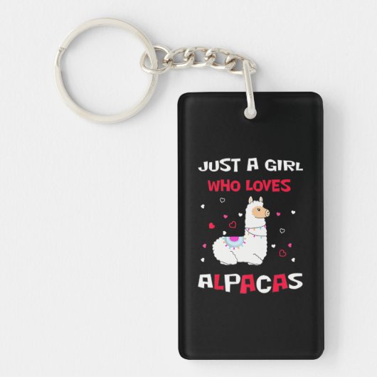 Gewoon een meisje dat van Alpacas Alpaca houdt Sleutelhanger (Voorkant)