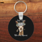 Gewoon een meisje dat van Alpacas houdt Sleutelhanger (Voorkant)