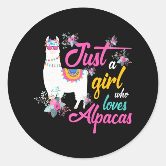 Gewoon een meisje dat van Alpacas Llama liefhebber Ronde Sticker (Voorkant)