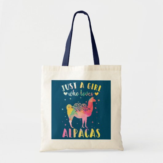 Gewoon een meisje dat van Alpacas Waterverf Alpaca Tote Bag (Voorkant)