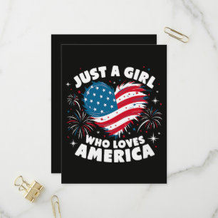 Gewoon een meisje dat van Amerika houdt Patriotisc Uitnodiging Briefkaart
