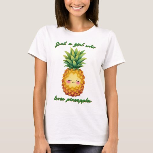 Gewoon een meisje dat van ananas T-Shirt houdt (Voorkant)