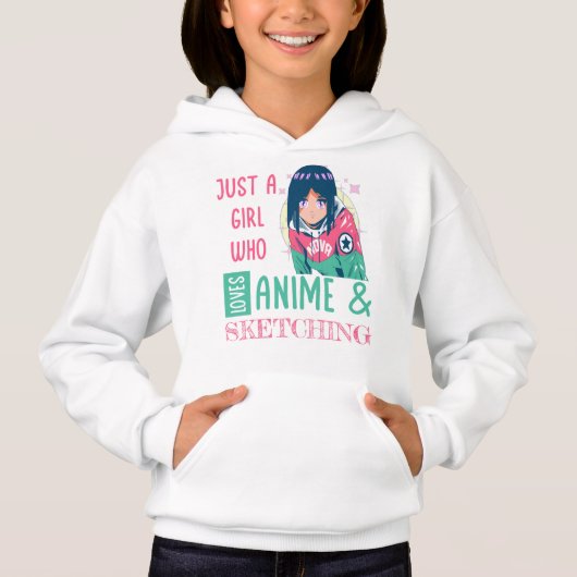 Gewoon een meisje dat van animatie houdt en schets (Voorkant)