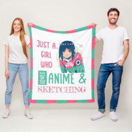 Gewoon een meisje dat van animatie houdt en schets fleece deken