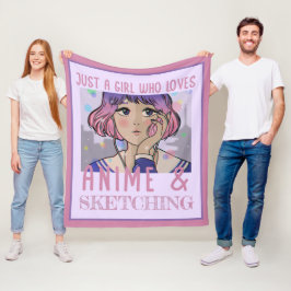 Gewoon een meisje dat van animatie houdt en schets fleece deken