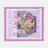 Gewoon een meisje dat van animatie houdt en schets fleece deken (Voorkant (Horizontaal))