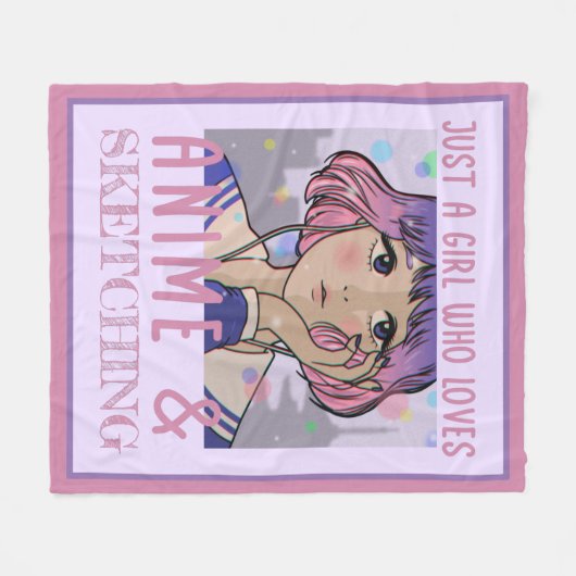 Gewoon een meisje dat van animatie houdt en schets fleece deken (Voorkant (Horizontaal))