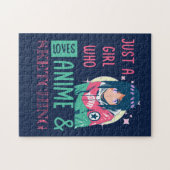 Gewoon een meisje dat van animatie houdt en schets legpuzzel (Horizontaal)