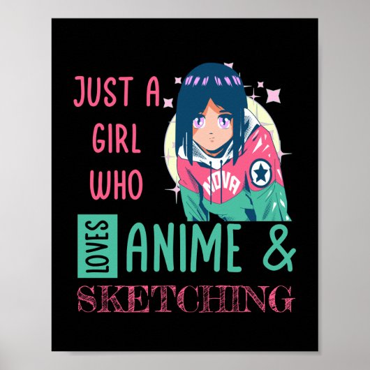 Gewoon een meisje dat van animatie houdt en schets poster (Voorkant)