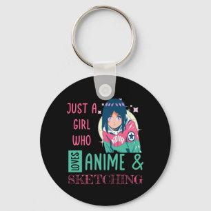 Gewoon een meisje dat van animatie houdt en schets sleutelhanger