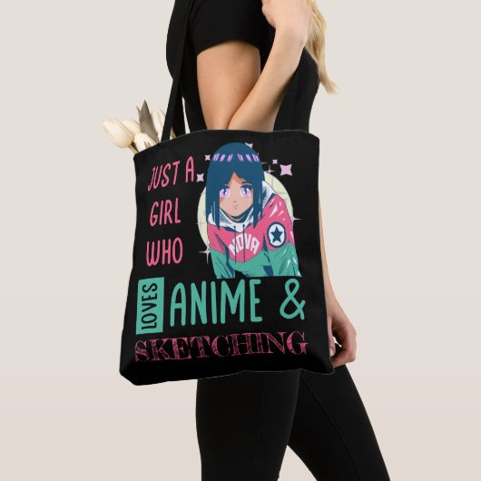 Gewoon een meisje dat van animatie houdt en schets tote bag (Dichtbij)