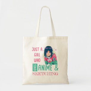 Gewoon een meisje dat van animatie houdt en schets tote bag