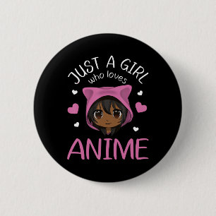 Gewoon een meisje dat van Anime African American G Ronde Button 5,7 Cm