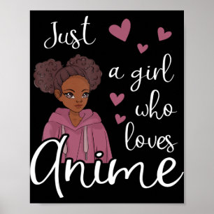 Gewoon een meisje dat van Anime Afro-Amerikaans ho Poster